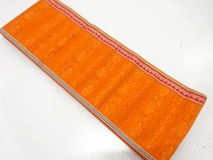 本場筑前博多　縞に更紗模様織り出し　半幅帯